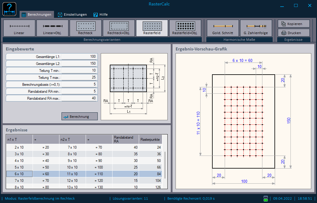 RasterCalc - example of a grid calculation in rectangle